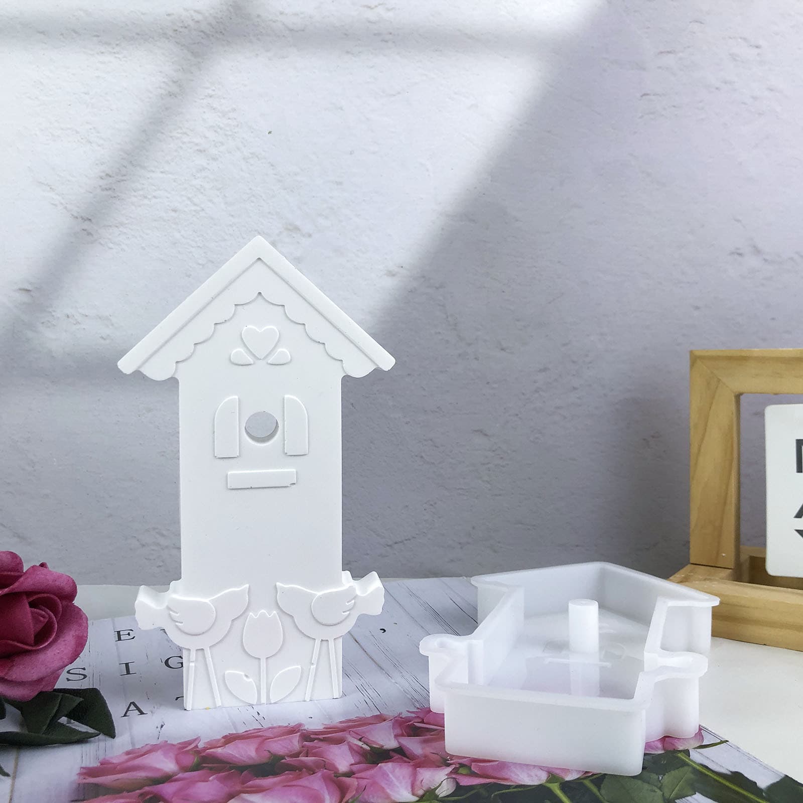 X0604 Birdhouse Ornament Decorative Cement Plaster Mold DIY Silicone Mold