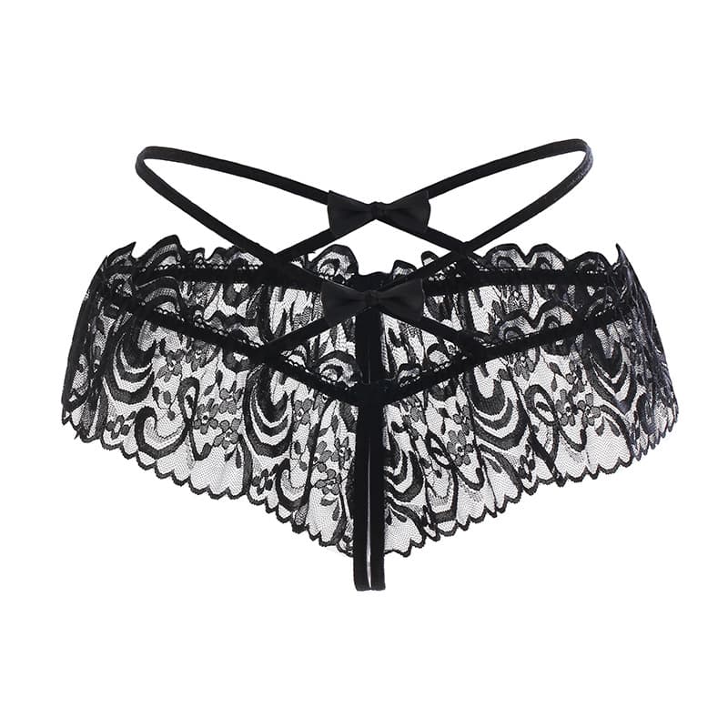 Plus-size sexy thongs, lace crotchless design, drop shipping available for 246 yuan.