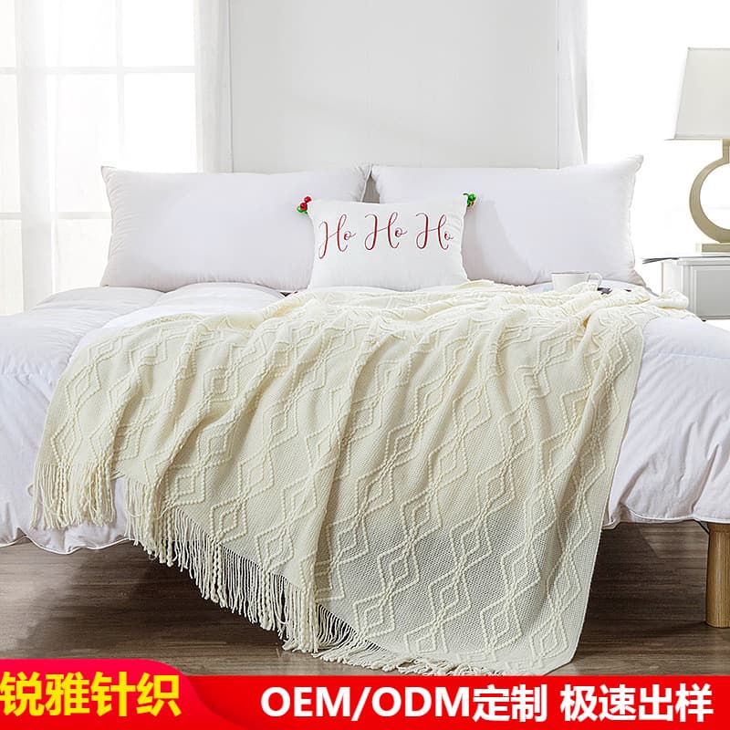 Scandinavian Pure Color Knitted Blanket Casual Blanket Sofa Blanket Four Seasons Office Nap Blanket Hotel Decorative Blanket European Style