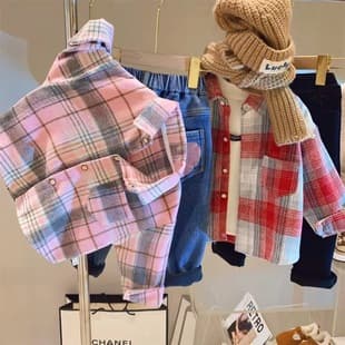 Children's Shirt 2025 New Autumn Retro Korean Style Boys Girls Turn-down Collar Shirt Fashionable Kids Wear Drop Shipping
