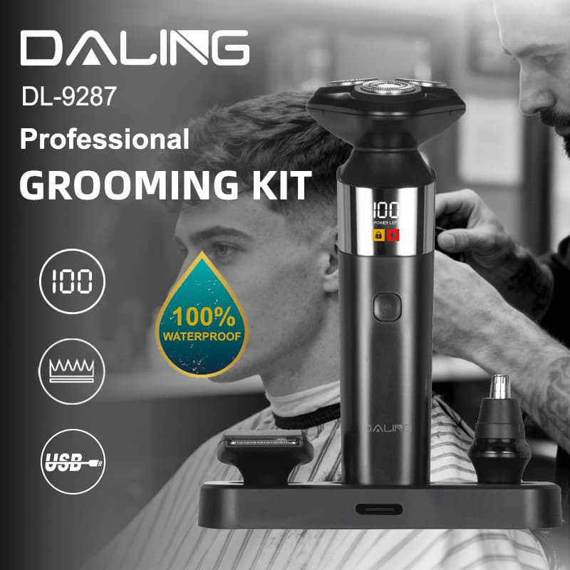 DALING 9287 3-in-1 Men's Electric Shaver, Full Body Washable, New USB Charging