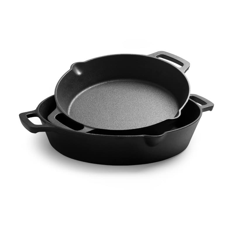 Manufacturer supplies double-ear cast iron pan, thickened uncoated non-stick pan, double-handle frying pan, American double-spout pan