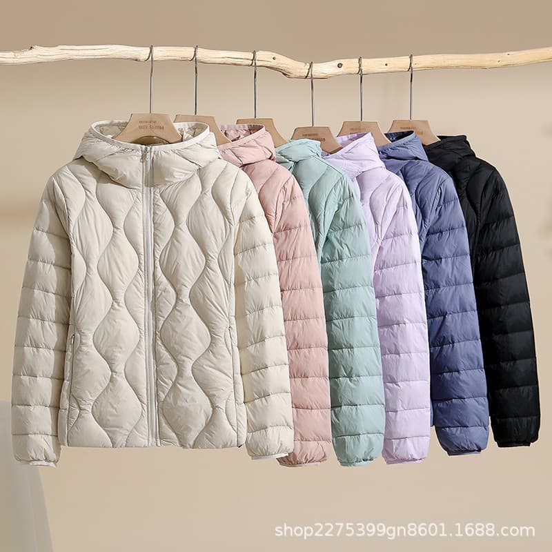 2024 Autumn/Winter New Lightweight Women's Down Jacket Hooded White Duck Down Light Warm Thin Plus Size Coat Korean Style