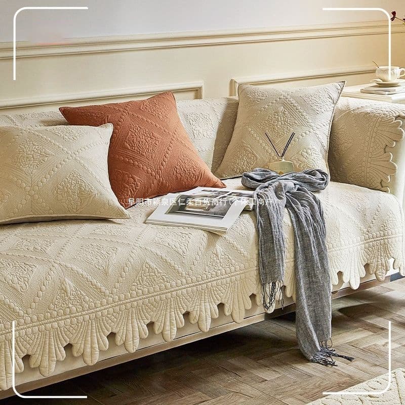 Washed cotton sofa cover, all-season French retro style sofa slipcover, new 2025 anti-slip backrest cover cloth