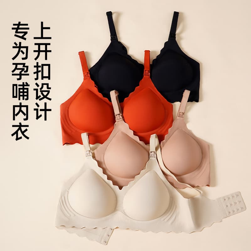Maternity Nursing Bra with Front Snap Closure, Seamless Breathable Thin Maternity Bra, Postpartum Easy Nursing with Side Coverage