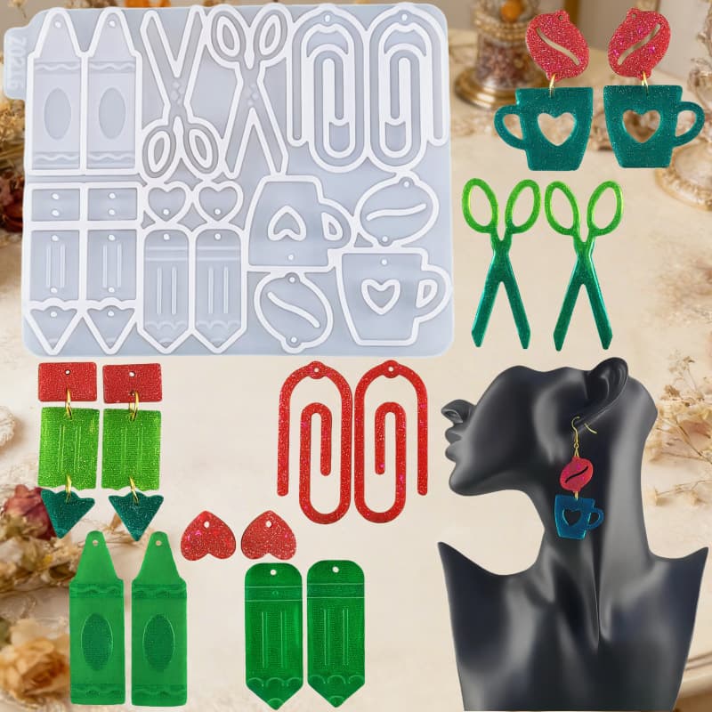 Z0216 Teacher Tool Earrings Decorative Cement Plaster Mold DIY Silicone Mold