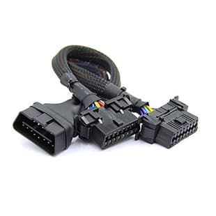OBD2 Male to Dual Female Extension Cable 1-to-2 Splitter Nylon Braided