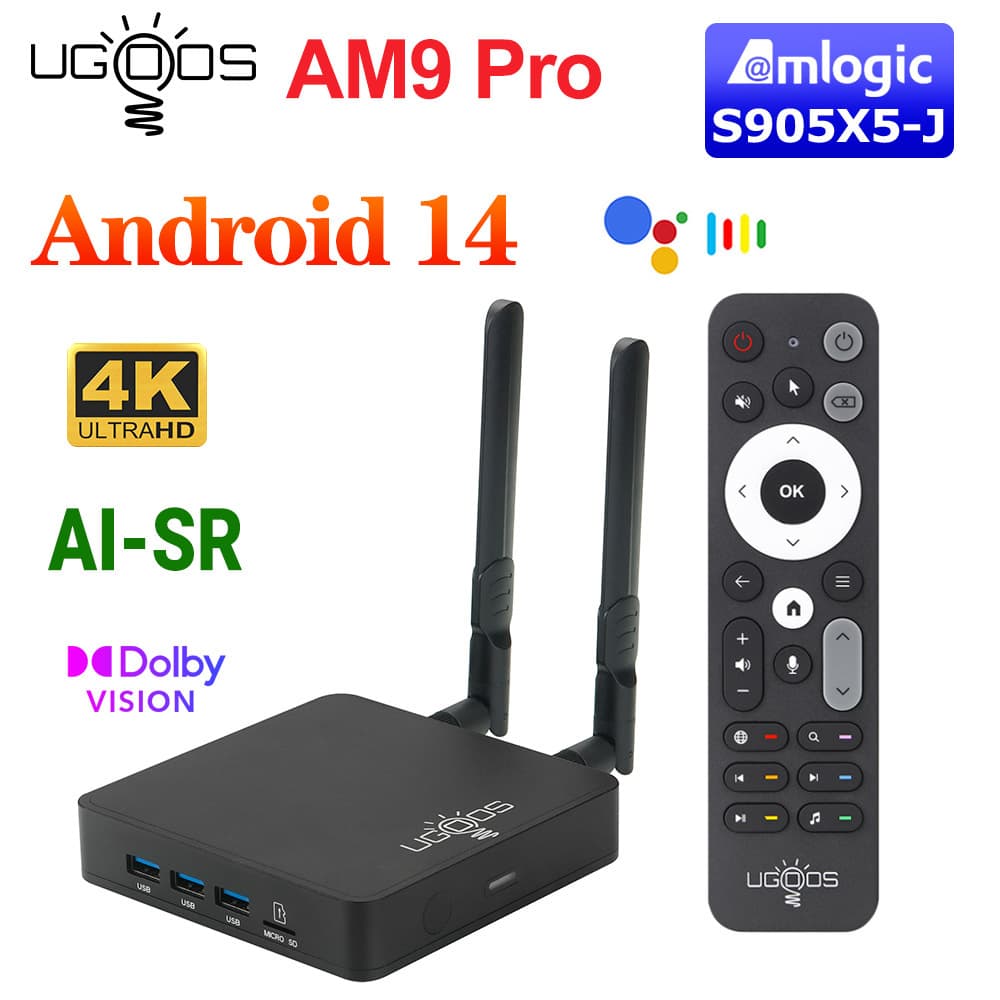 UGOOS AM9 Pro Amlogic S905X5-J TV Box Android 14 LPDDR5 4GB/64GB