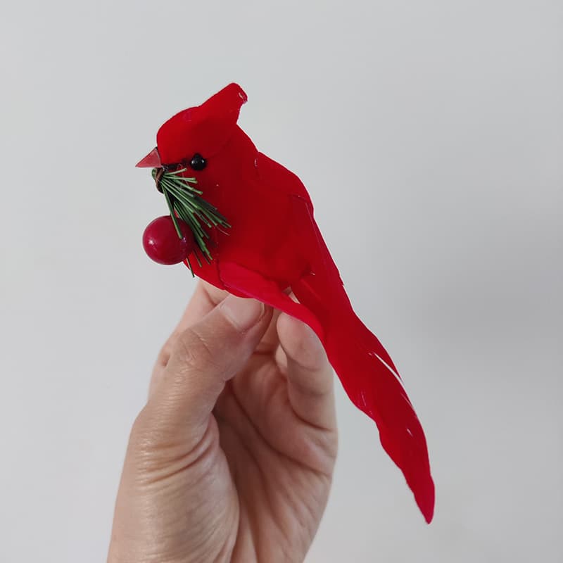 11cm Feather Red Bird Christmas Red Bird Simulation Bird Christmas Decoration Christmas Tree Clip Style Butterfly Craft