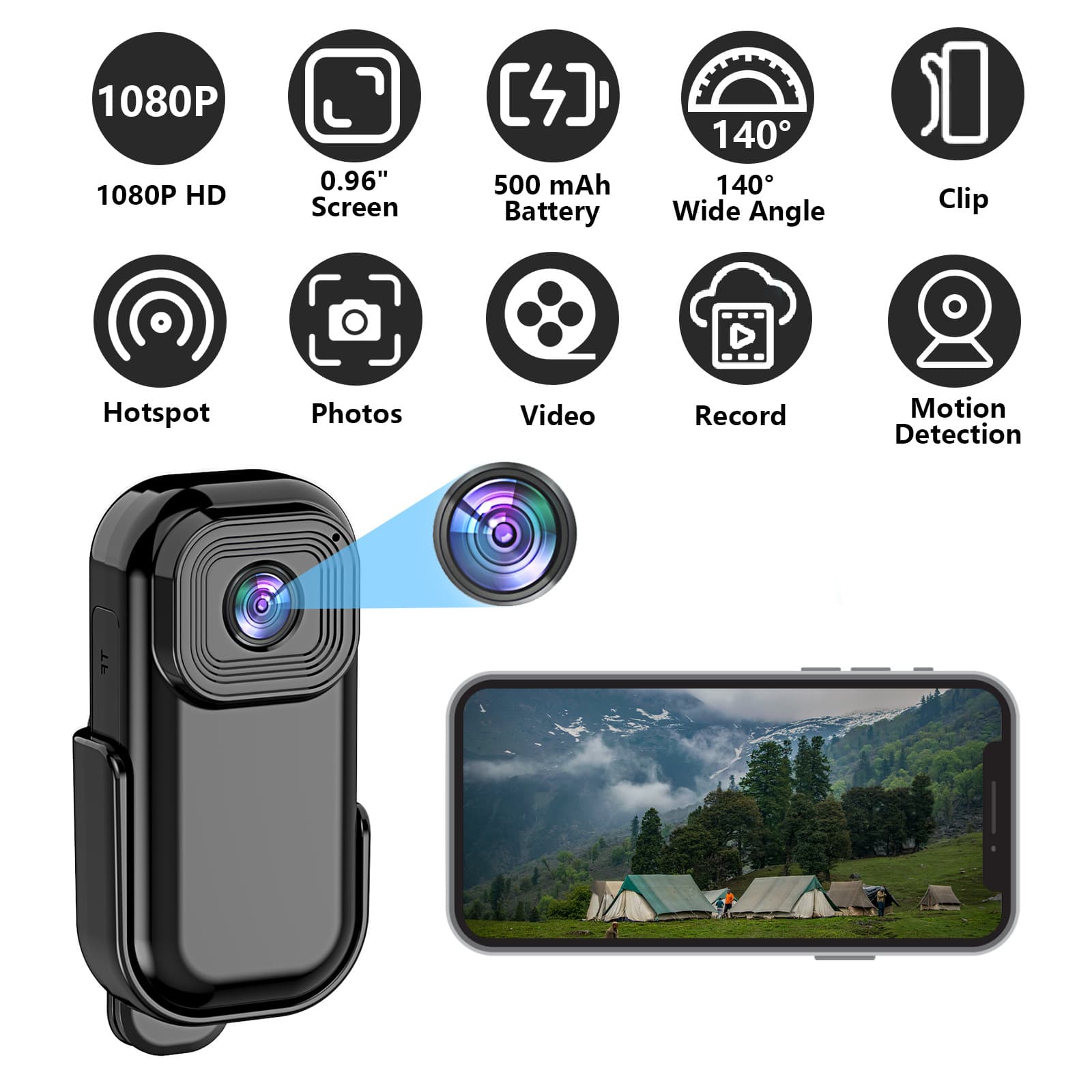 Sport DV Action Thumb Camera 0.96-inch Screen Mini Campus Camera HD 1080P Video Recorder Camera