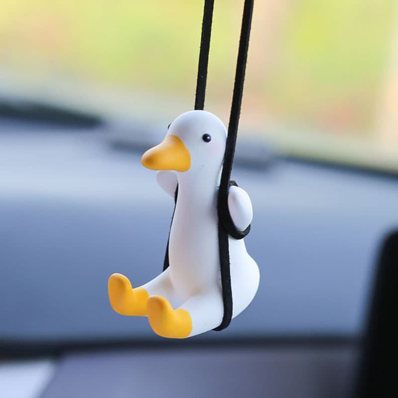 Car Hanging Ornament Swing Duck Cute Creative Car Interior Decoration Rearview Mirror Hanging Plaster Scent Diffuser
