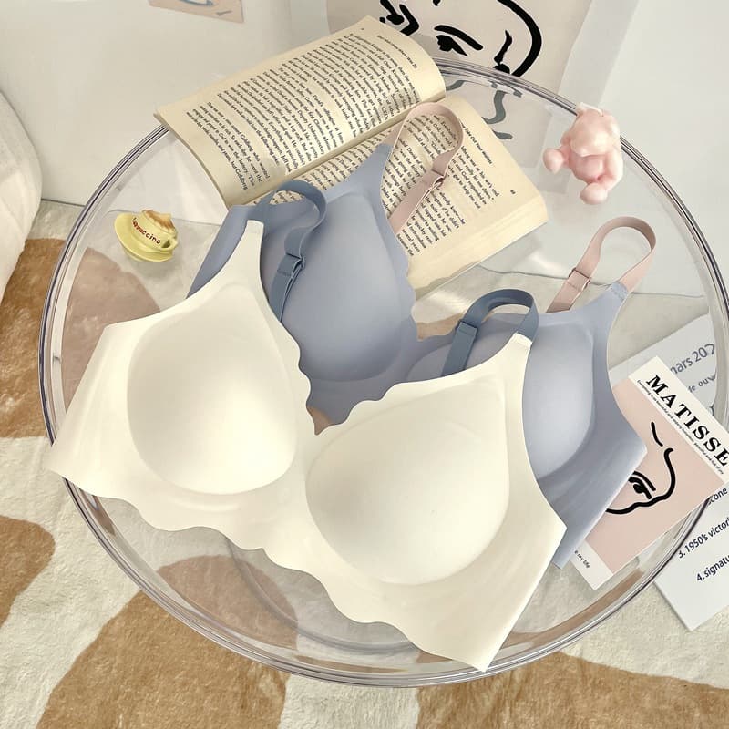 Seamless Summer Thin Women's Jelly Soft Support Anti-Sagging Small Breast Push-Up Wire-Free Bra Red Bra