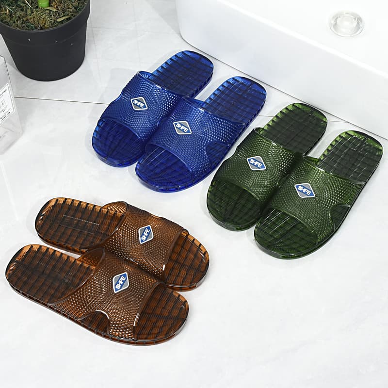 Vintage Crystal Bathroom Slippers for Men, Summer Style, Transparent Non-Slip, Odor-Resistant, Wear-Resistant Plastic House Sandals