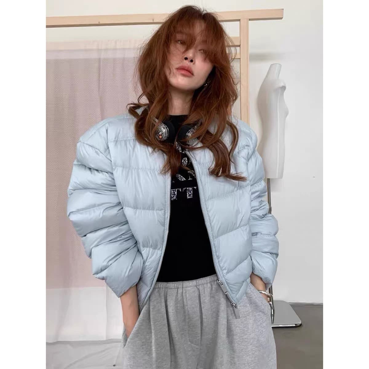 Guangzhou Shisanhang Genuine Winter New Korean Style Round Neck Lightweight Versatile Slimming Slim White Duck Down Coat Women