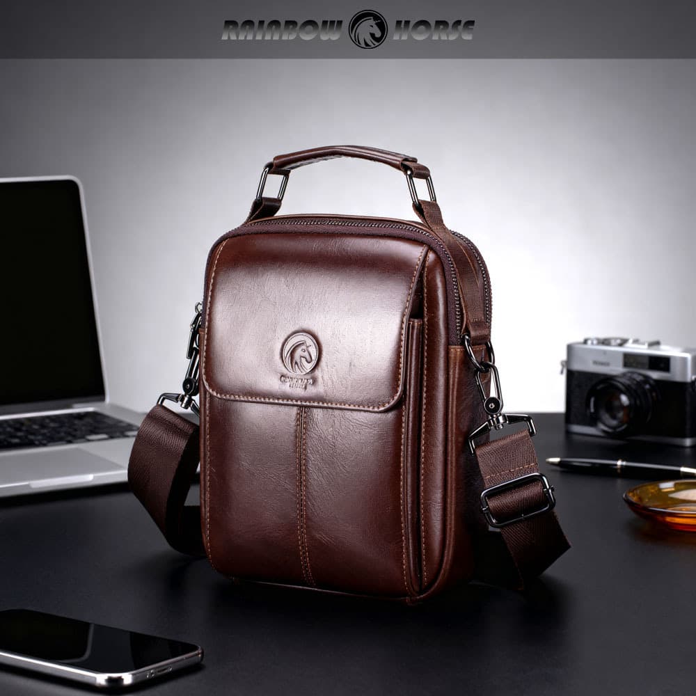 Caihongma|Designed men's cowhide bag, fashionable men's bag, shoulder crossbody bag, genuine leather bag, small bag factory