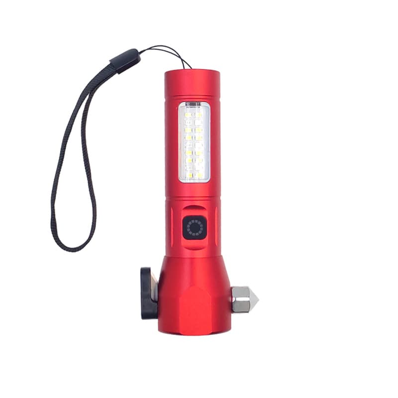 Cross-border LED High-luminosity Safety Hammer Flashlight, Rechargeable Long-range Portable Home Use with COB Side Light Aluminum Alloy