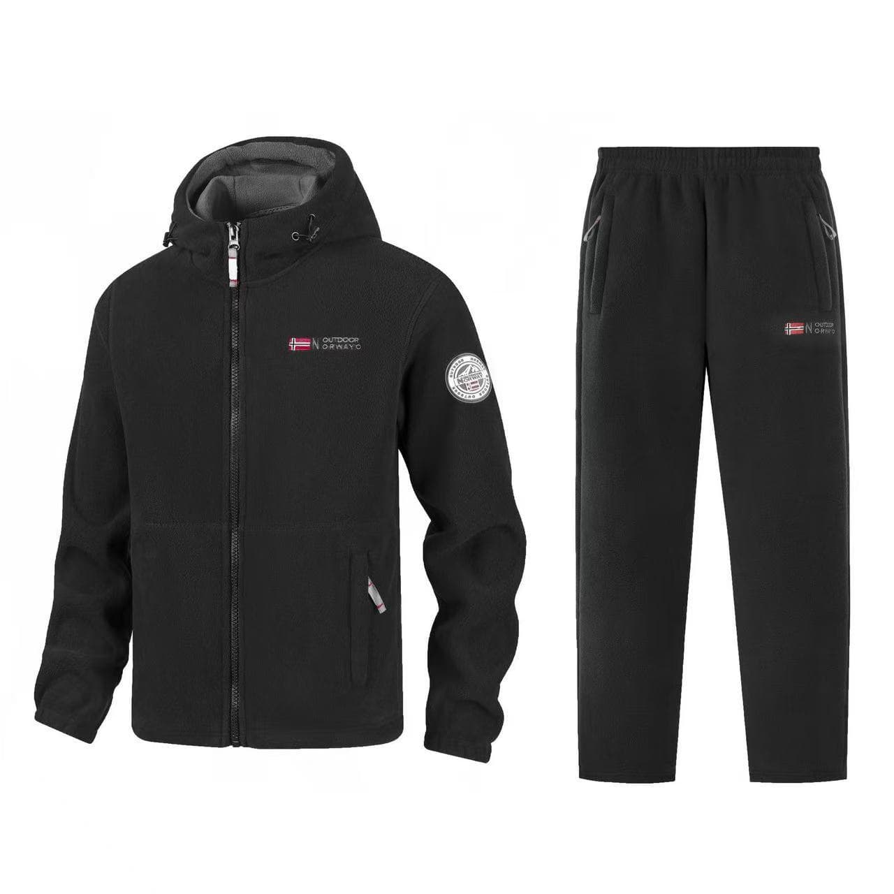 Cross-Border Special Edition Fleece-Lined Thickened Jacket Men's Polar Fleece Pants Warm Winter Outdoor Extra Large Size Casual Set
