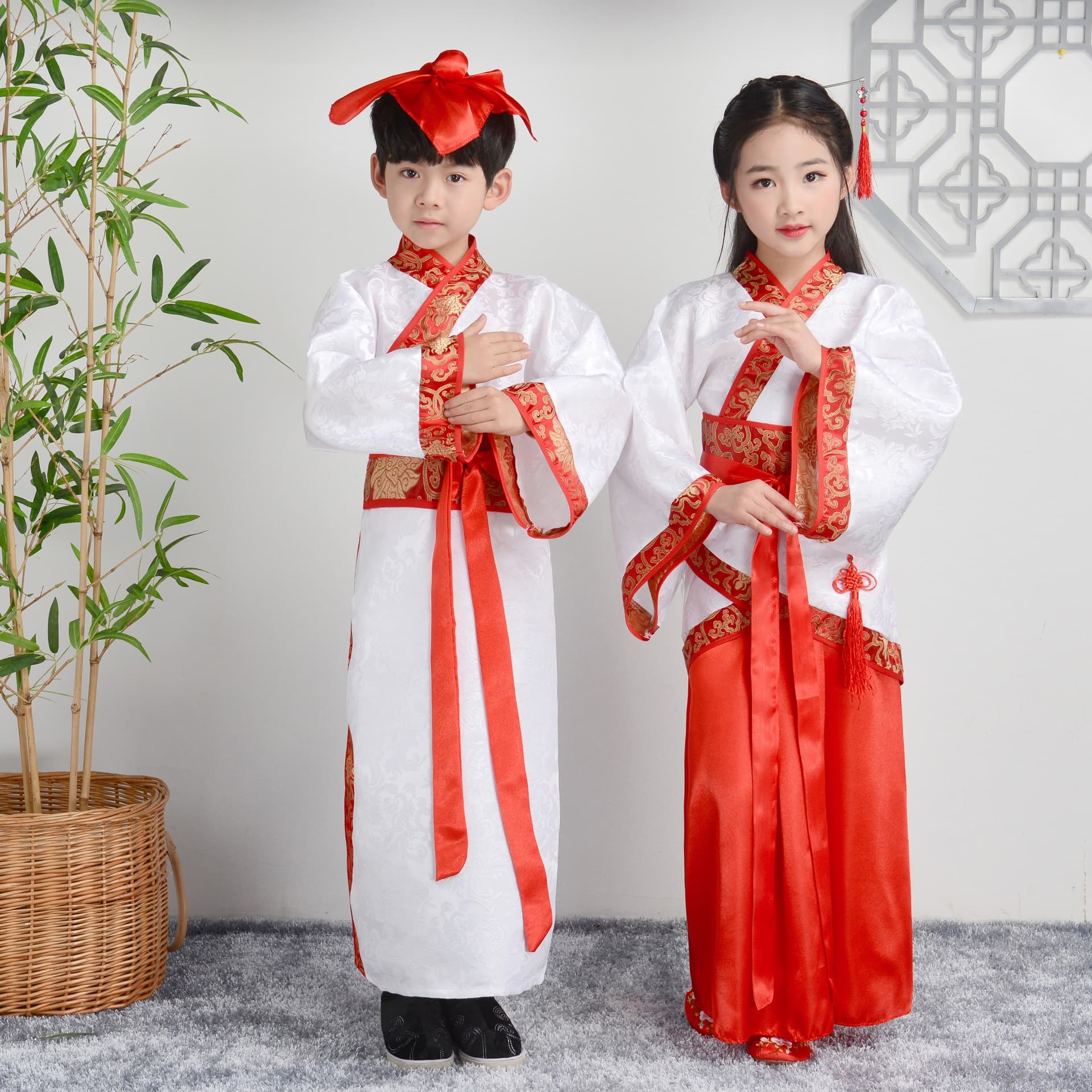 Hanfu Boys' Opening Ceremony Gown, Chinese Classical Costume, Three Character Classic, Disciple Rules, Children's Recitation Performance Outfit