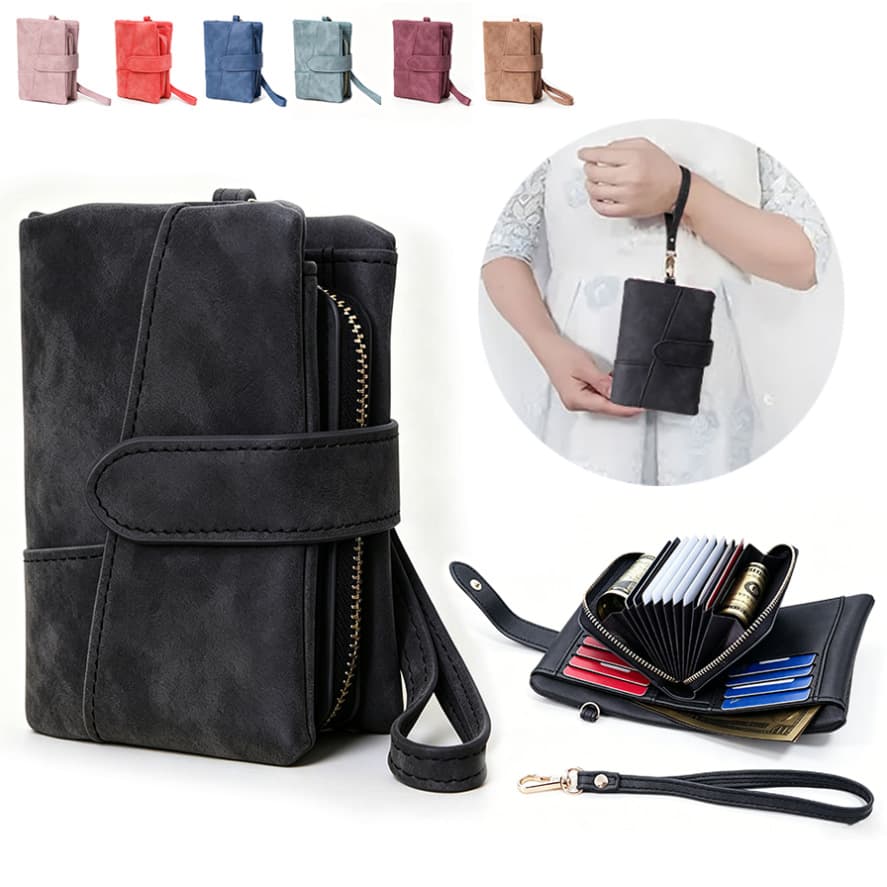 New Matte Long Vintage Zipper Wallet for Women, Cross-Border Hot Seller, Creative Design Portable Multi-Slot Wallet