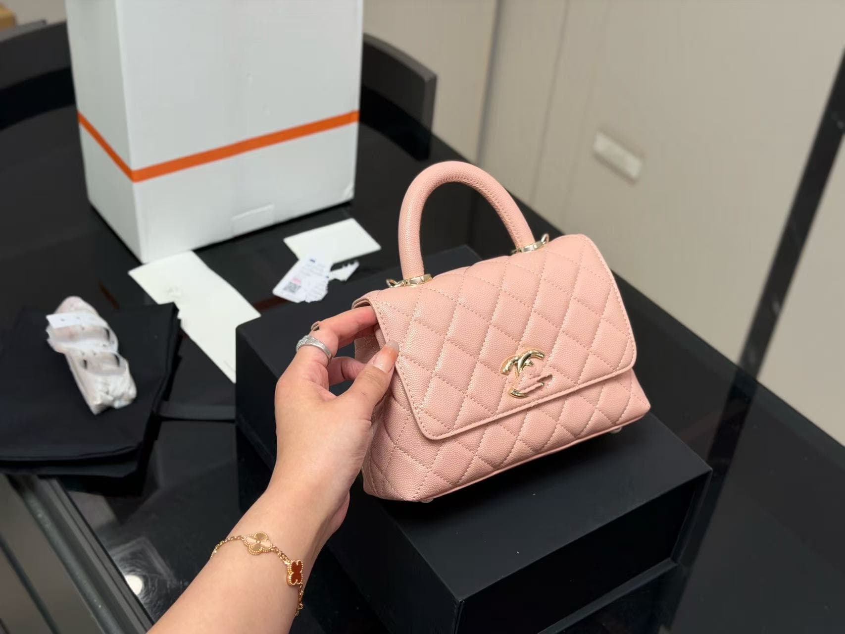 Caviar Leather Chanel-Style Handbag for Women, Premium Niche Tote, Versatile Exquisite Chain Bag, Crossbody Small Bag