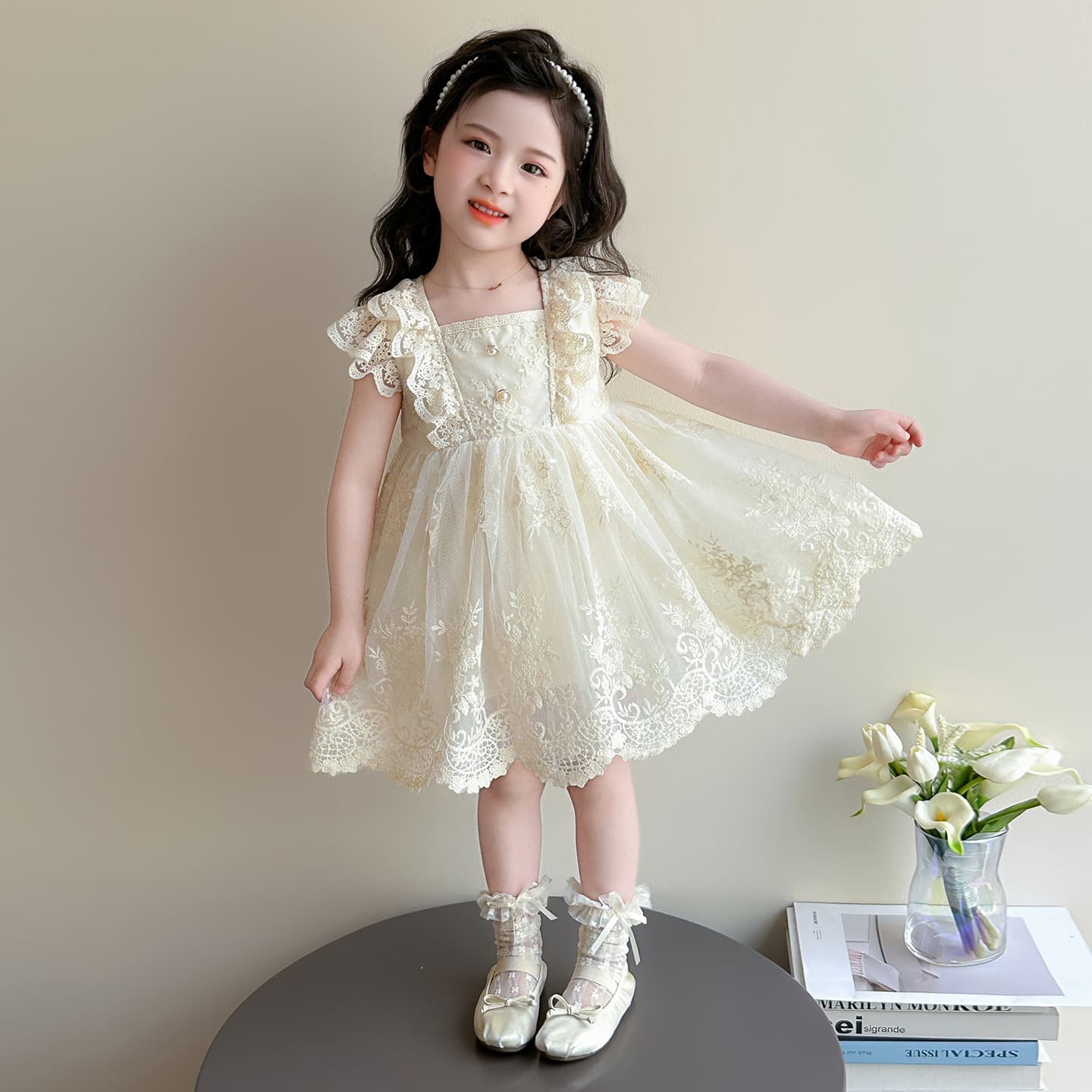 Lolita Girls Princess Dress 2026 New Birthday Baby Girl Gown Summer Butterfly Sleeve Dress