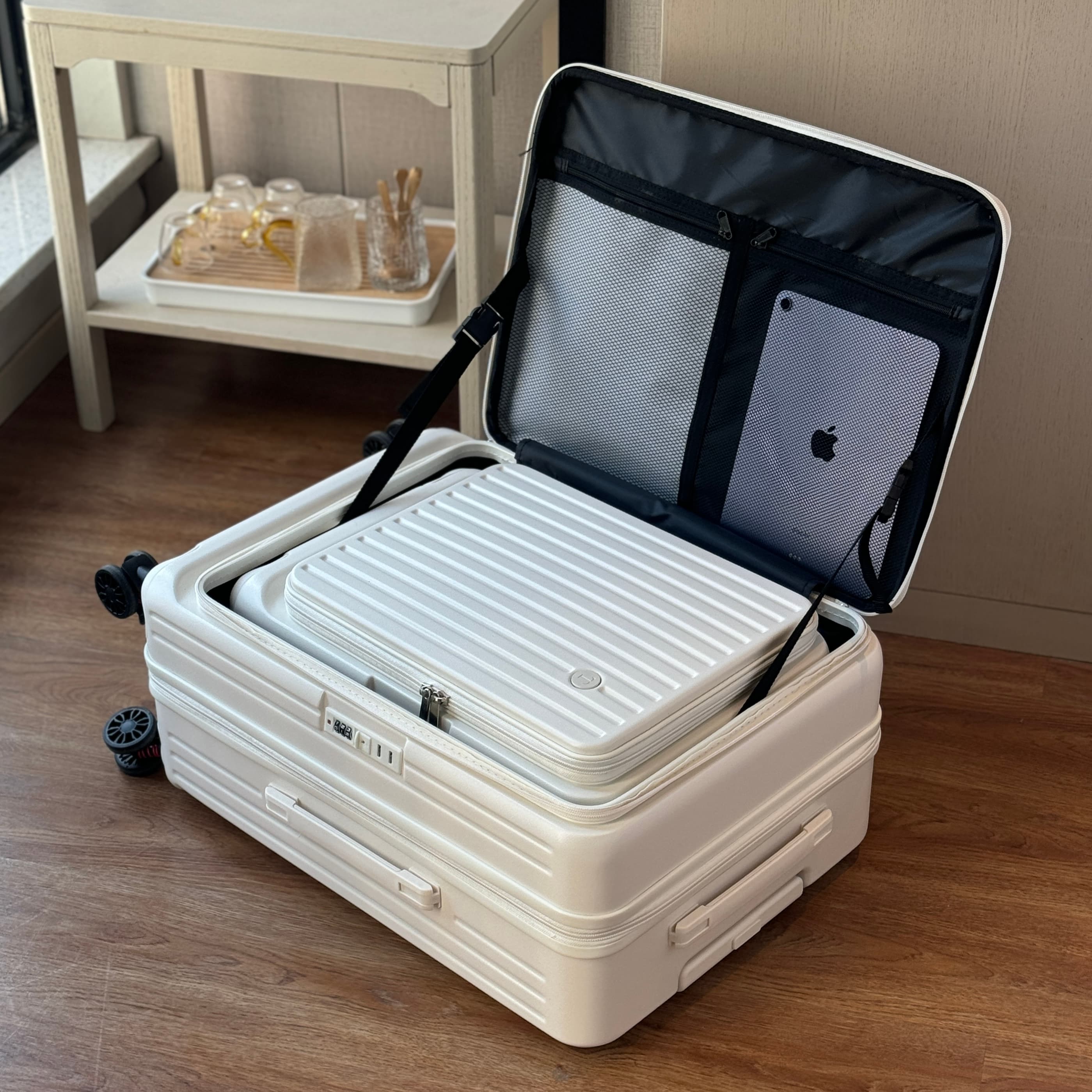 Side-opening expandable suitcase 24-inch ultra-light trolley case 20-inch boarding case three-piece set suitcase password suitcase