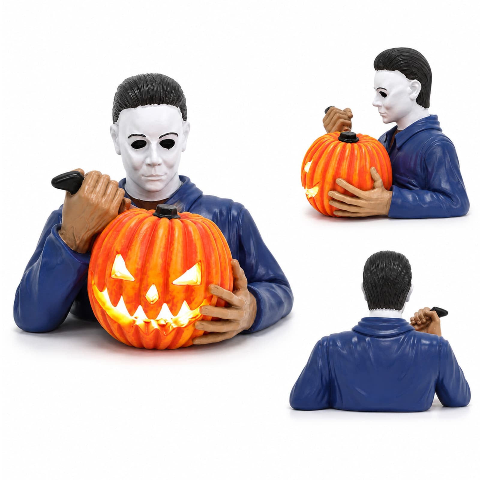 Halloween Glowing Horror Movie Statue Decoration Resin Crafts with Lights Horror Atmosphere Desktop Decoration