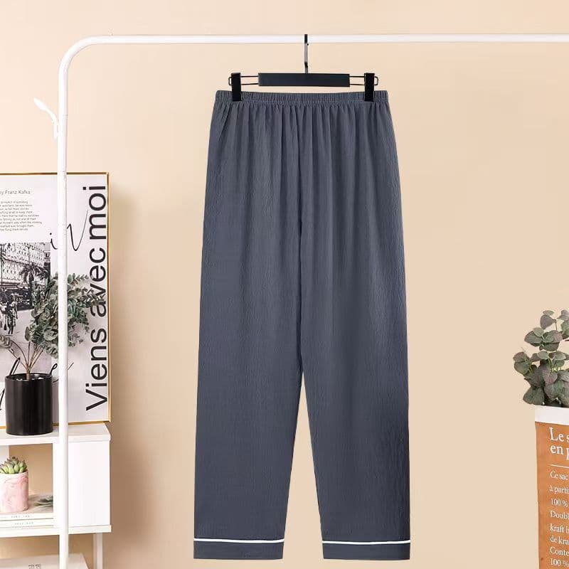 Men's Pure Cotton Pajama Pants Spring and Autumn Plaid Long Pants Middle-Aged Loose Plus Size Spring and Summer Thin Versatile All-Cotton Pants