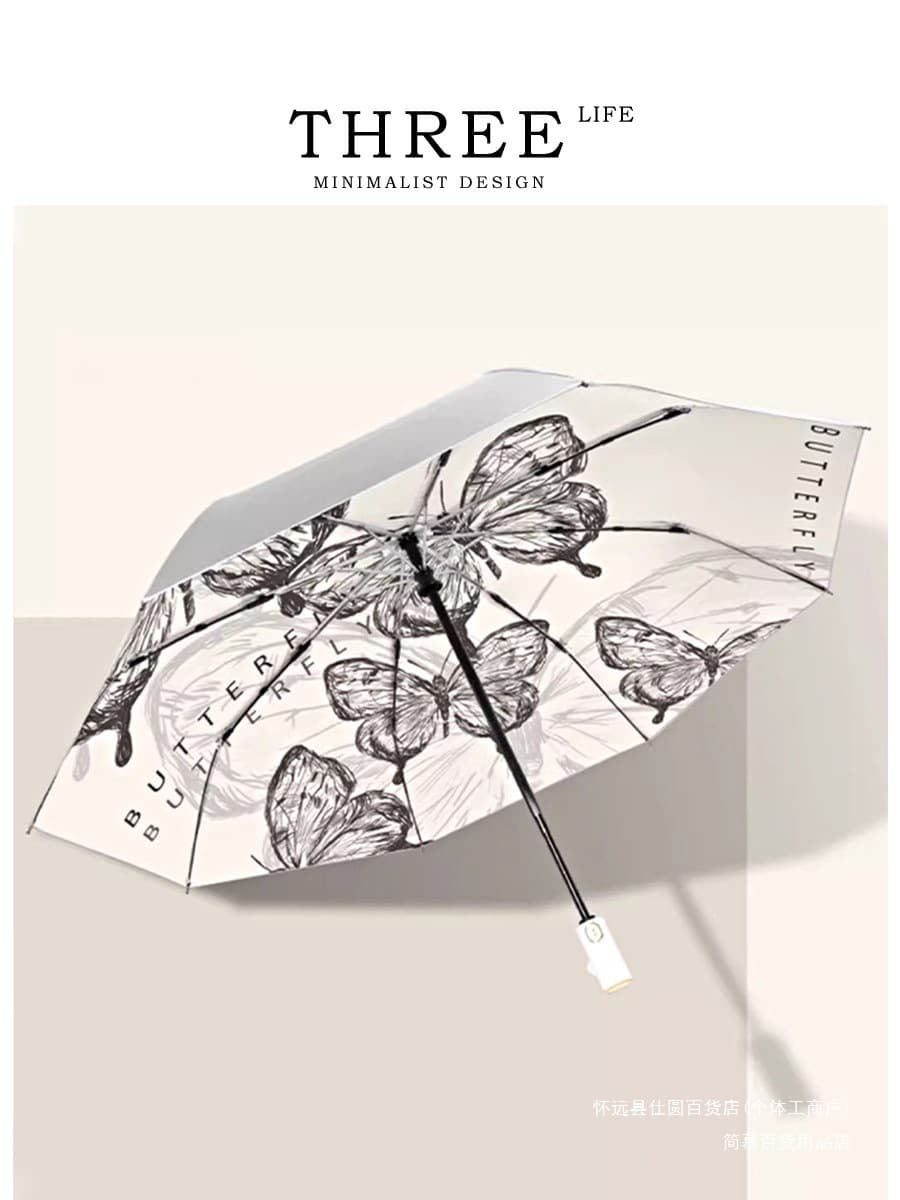 Jianmu Titanium fully automatic cute S silver portable Tlife parasol feeling pro sun protection ut folding umbrella