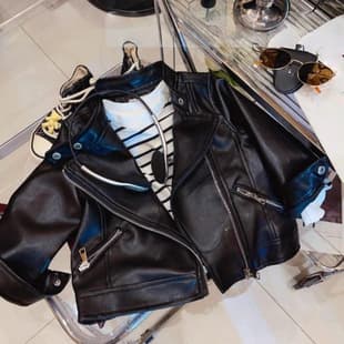 Girls Short Leather Jacket 2026 Spring/Autumn New, Baby Girl Fashionable Long Sleeve Korean Style Leather Blazer Trendy