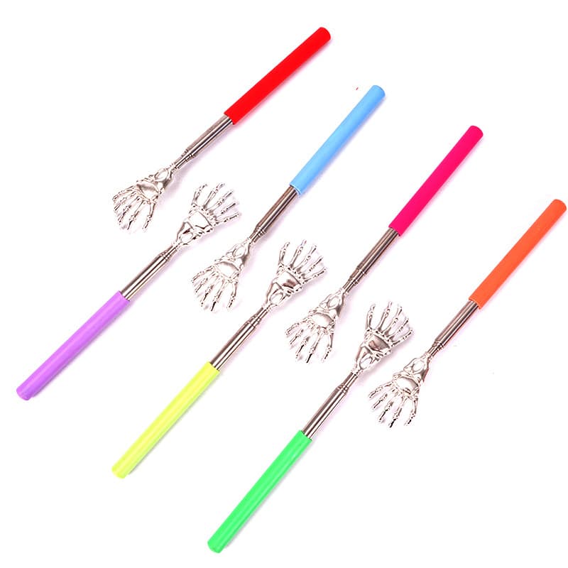 4-section ghost claw stainless steel extendable back scratcher with eco-friendly TPE handle, wholesale