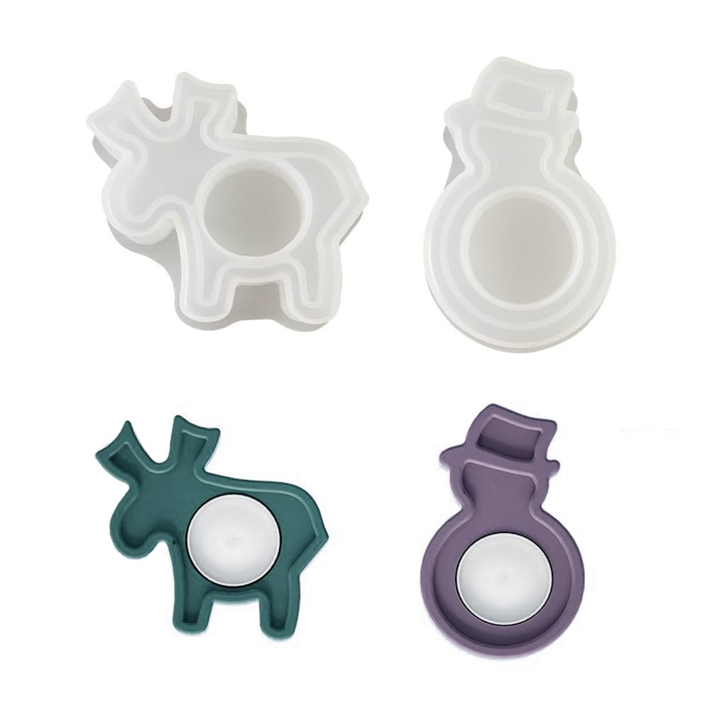 Christmas Snowman Resin Display Stand DIY Christmas Reindeer Candle Holder Base Epoxy Plaster Silicone Mold Cross-border