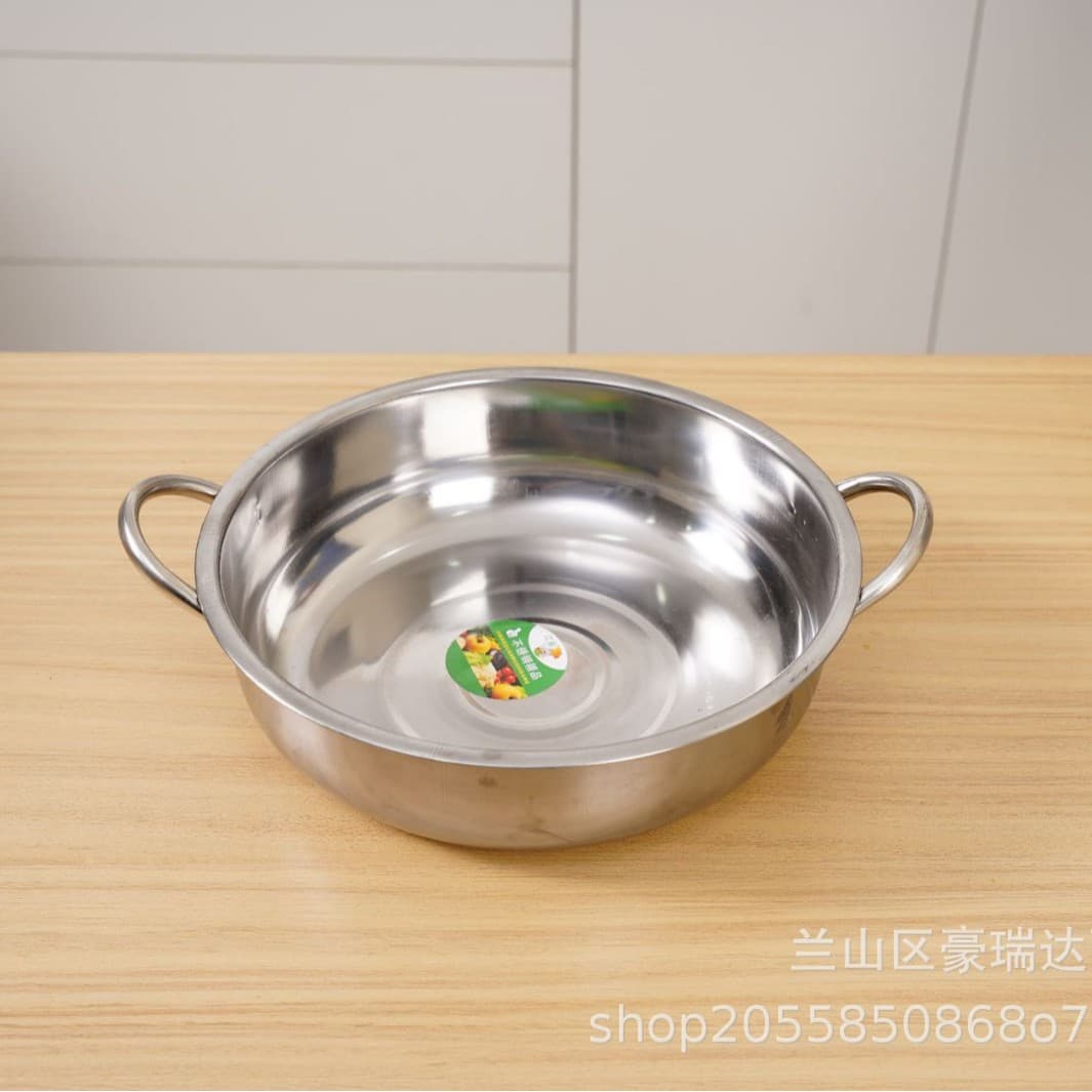 24/28 Clear Broth Pot, Suitable for Household Induction Cookers and Gas Stovees, Double-Handled Hot Pot Basin, Wholesale Daily Necessities Pot, Flat Bottom