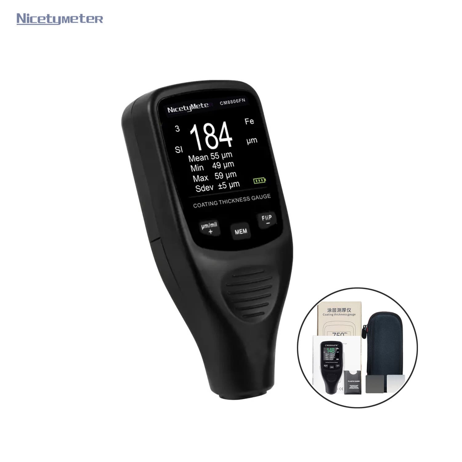CM8806FN+ Coating Thickness Gauge, High-Precision Iron/Aluminum Thick Wall Dual-Use Automotive Paint Film Tester, Paint Meter