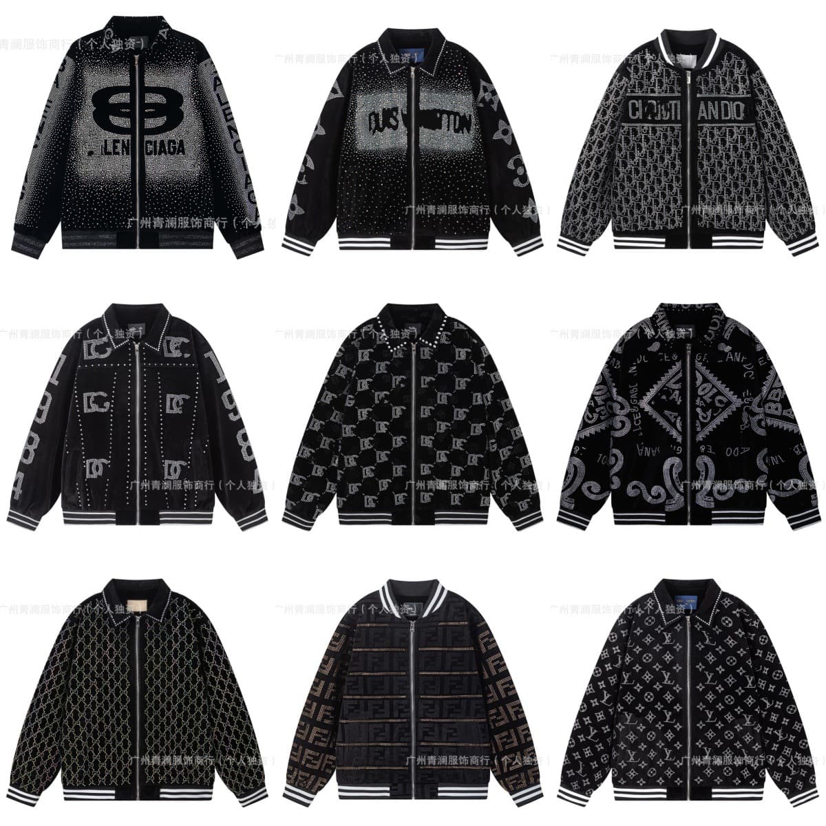 Correct Version - Donkey Family & Du Family 2025 New Velvet Letter Logo Rhinestone Embellished Loose Baseball Jacket Coat