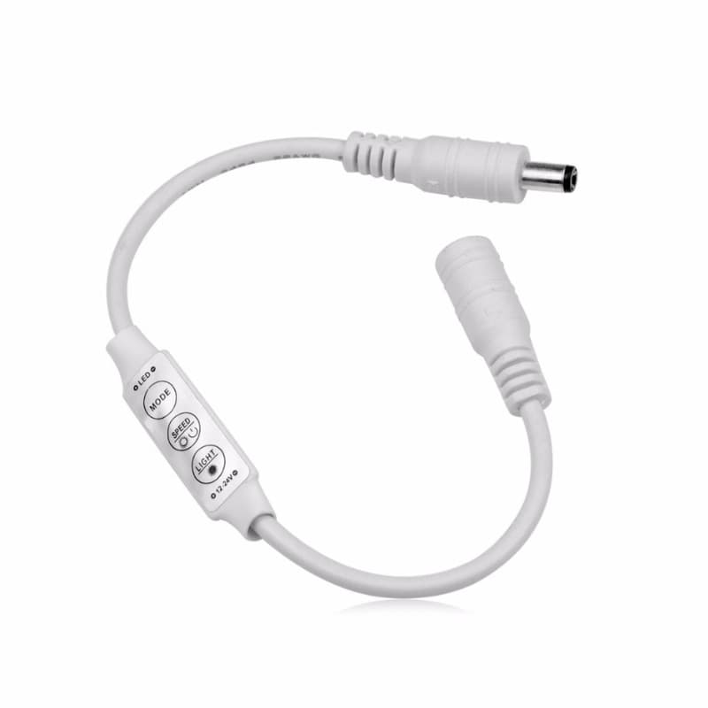 3-Key LED Dimming Mini Controller, Monochrome Low Voltage 12V Christmas Light Fixture Controller with DC Male/Female Connectors