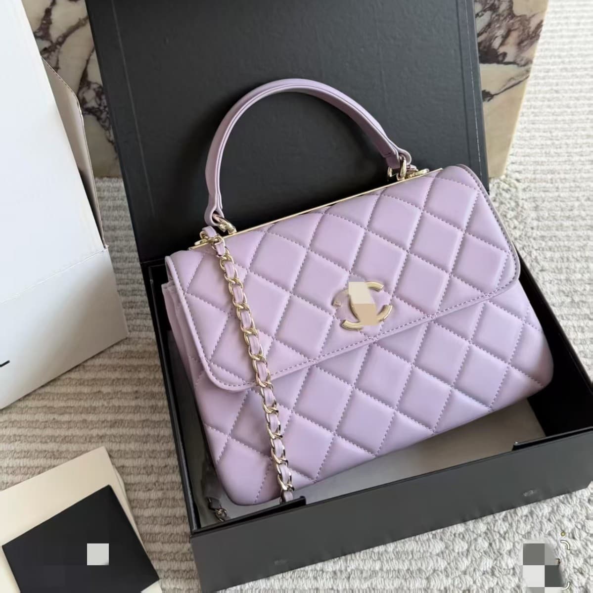 Genuine Leather Lambskin Cross-Border New Style Little Fragrance Chain Bag Exquisite Versatile Shoulder Handbag Crossbody Women's Small Square Bag