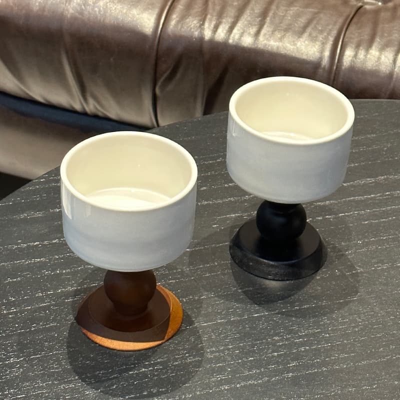 French Candle Holder, Romantic Aromatherapy Candle Stand, Wooden Base Ceramic Cup, Pure White Candle Vessel Base, Ice Cream Dessert Cup