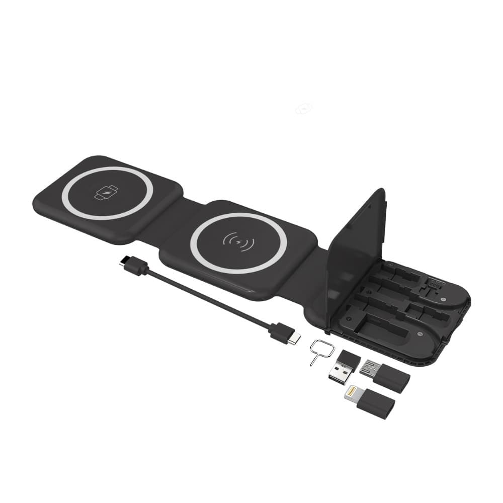 3-in-1 Foldable Magnetic Wireless Charger Desktop Wireless Charging Stand for Apple and Huawei Phones and Watches