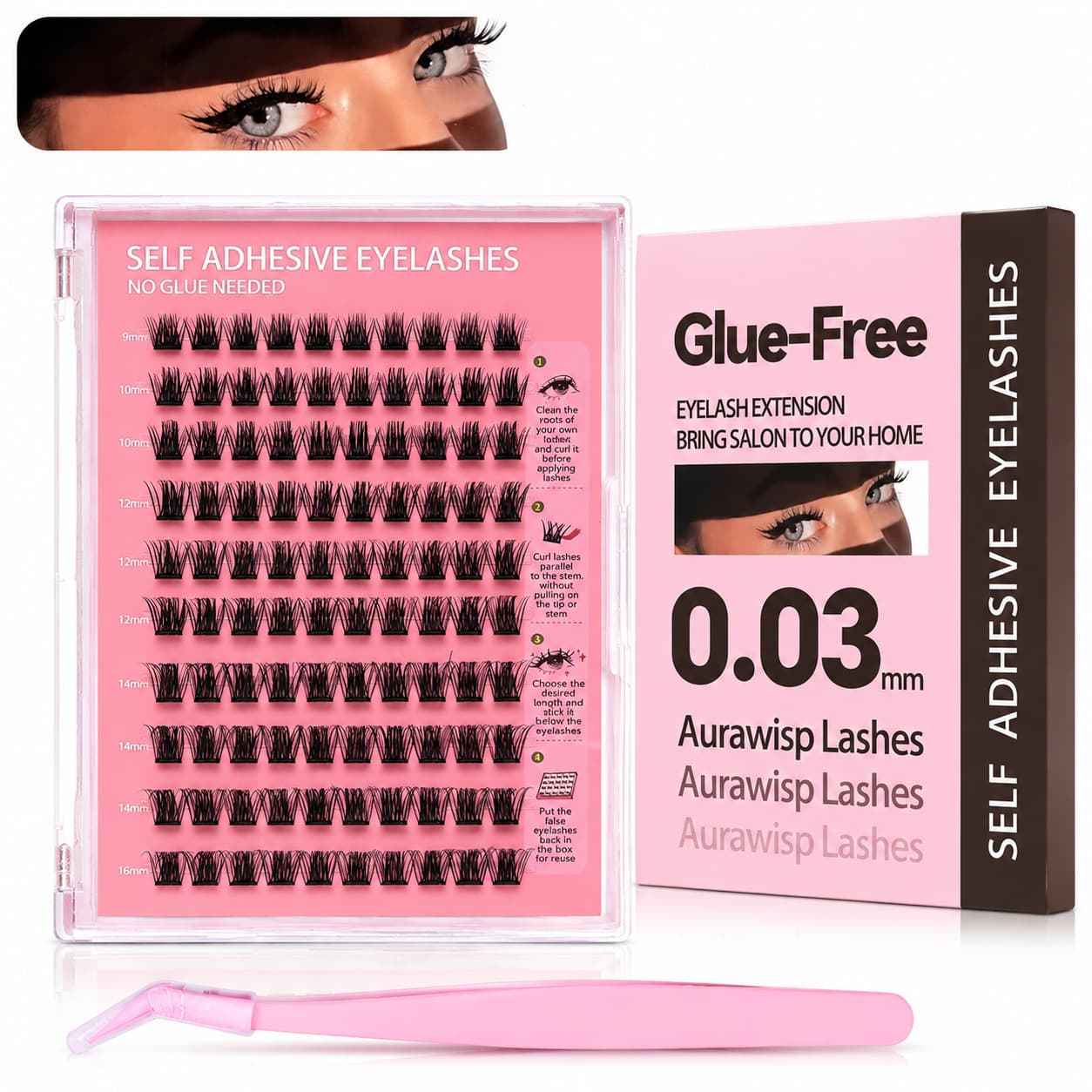 Mexico cross-border glue-free false eyelashes no glue100pcs foreign trade thick false eyelashes European and American OEM false eyelashes