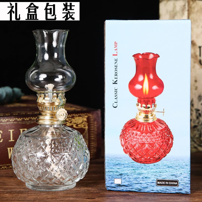 Vintage Crystal Oil Lamp Emergency Lighting Long-lasting Living Room Bedroom Decorative Atmosphere Night Light