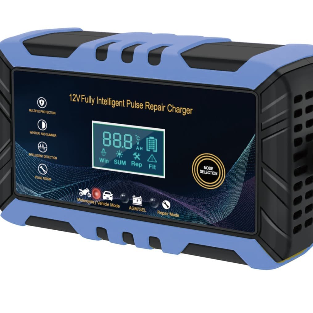 Motorcycle Battery Charger 12V Cross-border Smart Pulse Repair LCD Display Car Battery Charger