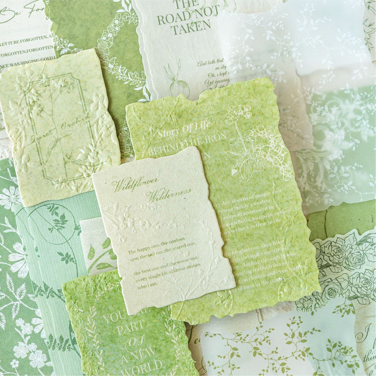 Momo Letterpress Embossed Material Paper - Flower Branch Language Series Light Vintage Journal Itabag Guts DIY Background Underlay Paper