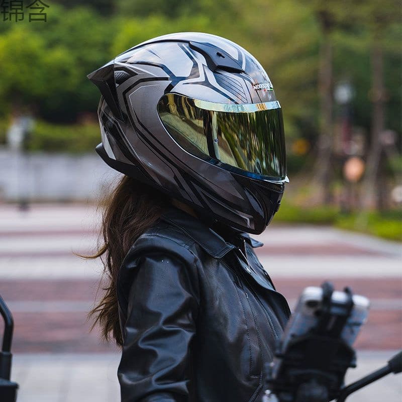 wC03C Certified Helmet Men's Motorcycle Full Face Helmet Women's Winter Dual Lens Bluetooth Riding Safety Helmet All Seasons