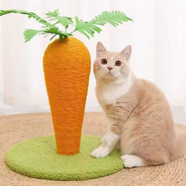 Carrot Cat Scratching Board Sisal Cat Scratching Post Carrot Cat Climbing Frame All-In-One Non-Shedding Vertical Claw-Grinding Cat Toy for Cats