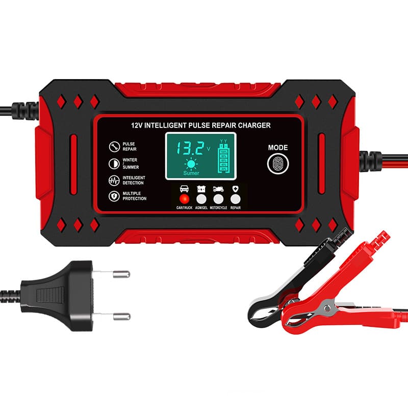12V Car Battery 12V 6A Charger Motorcycle Battery Charger Smart Pulse Repair for Lead-Acid Batteries