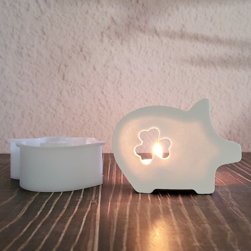 S1393 Pig Clover Ornament Decorative Cement Plaster Silicone Mold DIY Silicone Mold