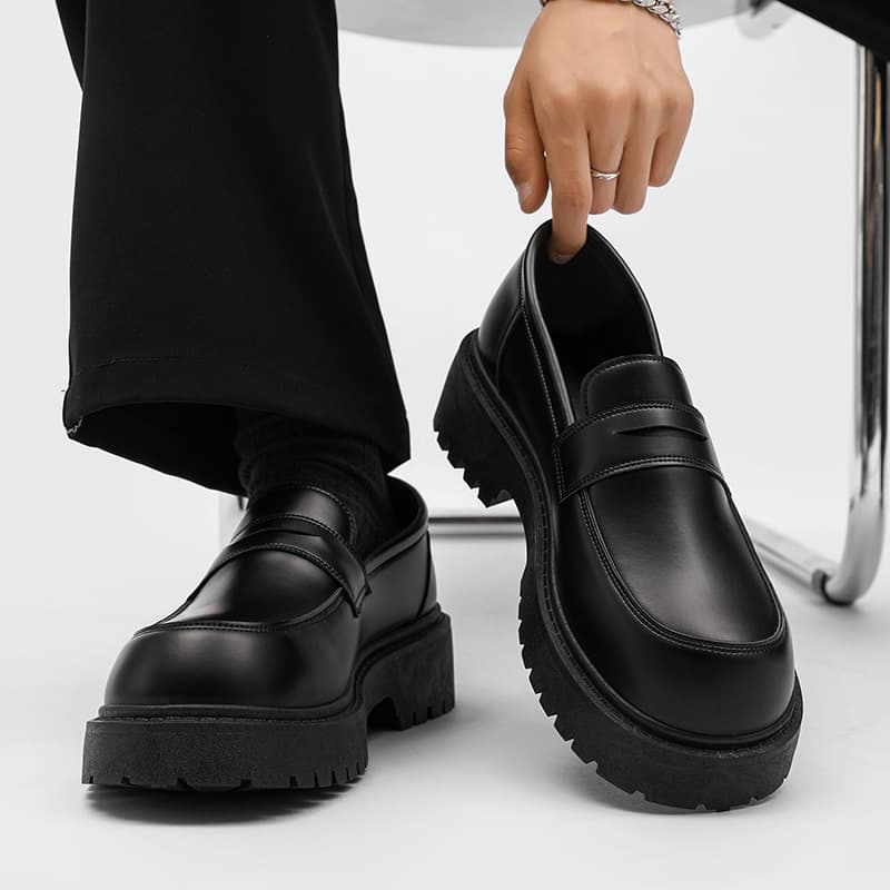 Shoes Men 2024 Spring New British Style Trend Retro Derby Versatile Trendy Casual Height-Increasing Big Head Leather Shoes