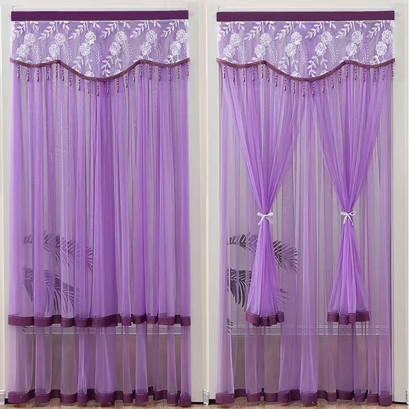 Lace Door Curtain Partition, No-Drilling, for Bedroom Kitchen, Double-Layer Gauze, Mosquito-Proof Hanging Curtain, 2025 New Style
