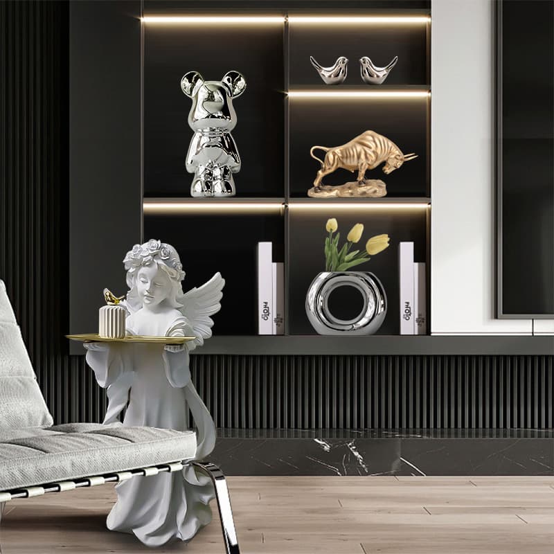 Minimalist Modern European Showroom Decor for Villa Living Room TV Cabinet Soft Ornaments Study Shelf Soft Decor
